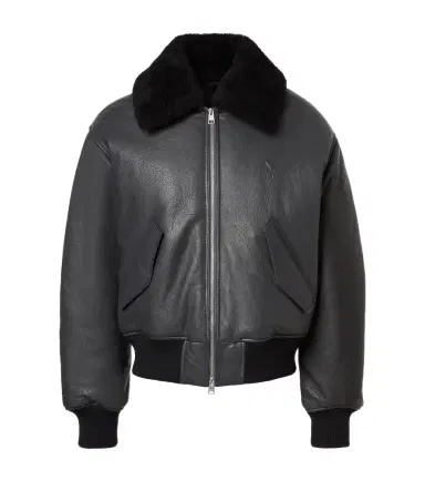 AMI PARIS Shearling-trimmed leather bomber jacket | Thumbnail 1