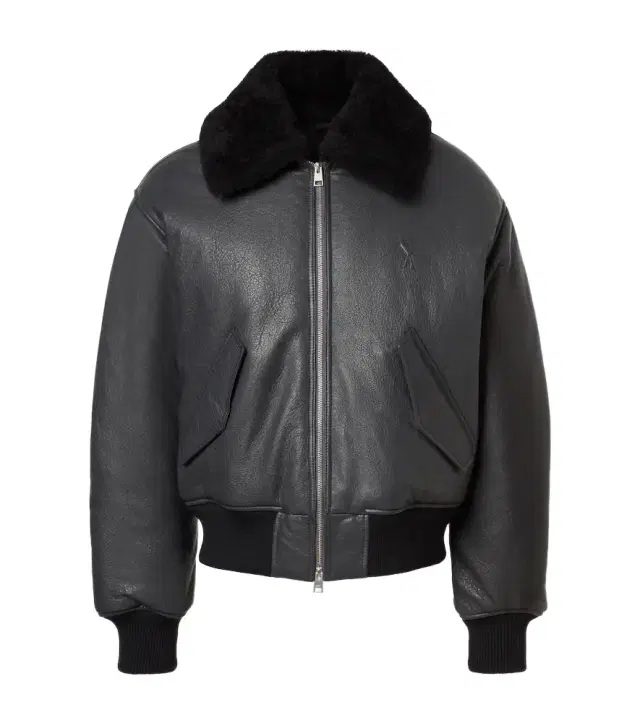 AMI PARIS Shearling-trimmed leather bomber jacket