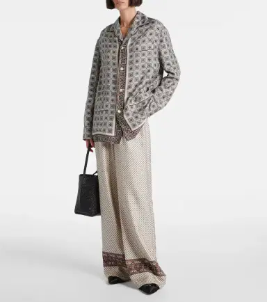Loro Piana Valerio printed silk twill wide-leg pants | Thumbnail 2