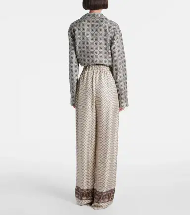 Loro Piana Valerio printed silk twill wide-leg pants | Thumbnail 3