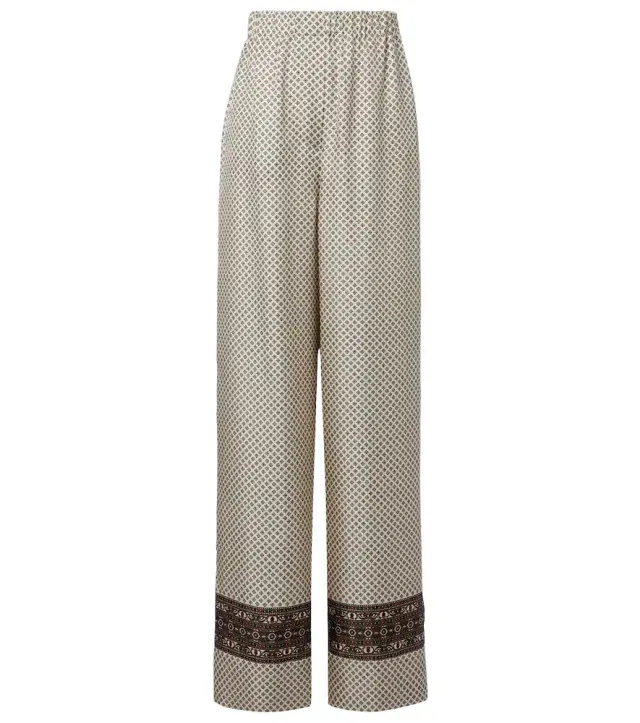 Loro Piana Valerio printed silk twill wide-leg pants