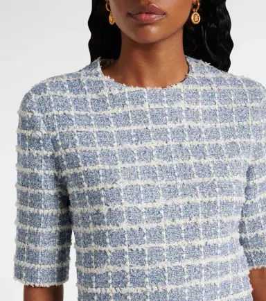 Versace Checked cotton-blend tweed minidress | Thumbnail 3