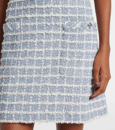 Versace Checked cotton-blend tweed minidress | Thumbnail 4