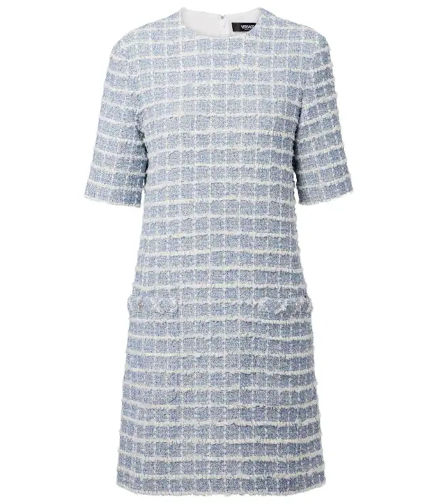 Versace Checked cotton-blend tweed minidress