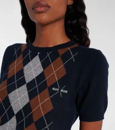 Miu Miu Argyle knitted cashmere top | Thumbnail 2