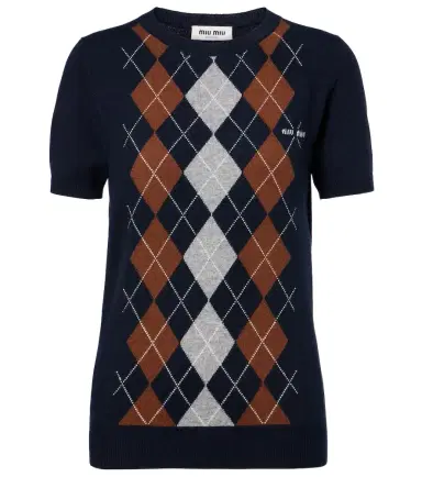 Miu Miu Argyle knitted cashmere top | Thumbnail 1