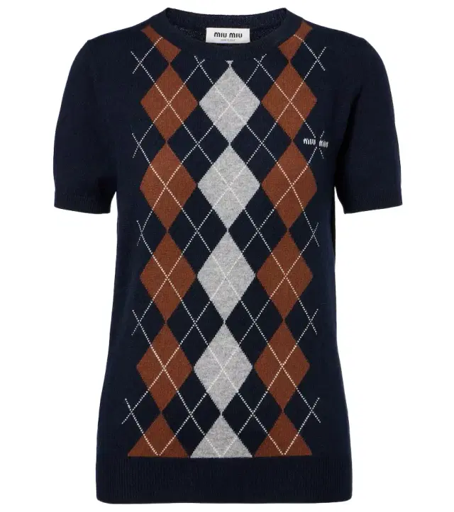 Miu Miu Argyle knitted cashmere top