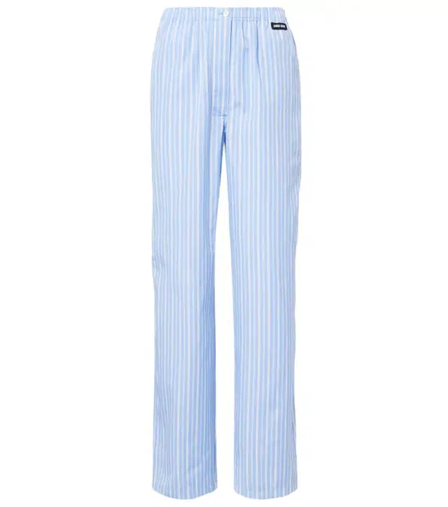 Striped cotton poplin wide-leg pants