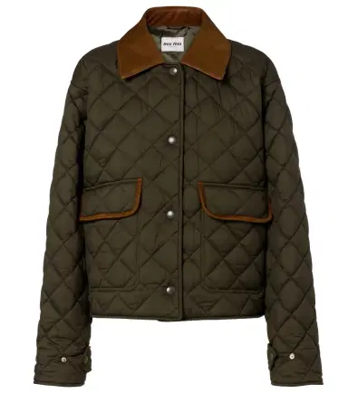 Miu Miu Quilted leather-trimmed jacket | Thumbnail 1 Miu Miu Quilted leather-trimmed jacket | Thumbnail 1
