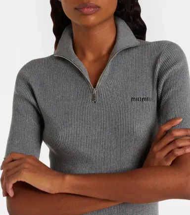 Miu Miu Cotton half-zip sweater | Thumbnail 2 Miu Miu Cotton half-zip sweater | Thumbnail 2