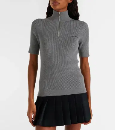 Miu Miu Cotton half-zip sweater | Thumbnail 3 Miu Miu Cotton half-zip sweater | Thumbnail 3