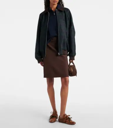 Miu Miu Plaid virgin wool twill blouson jacket | Thumbnail 2 Miu Miu Plaid virgin wool twill blouson jacket | Thumbnail 2