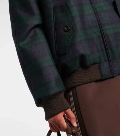 Miu Miu Plaid virgin wool twill blouson jacket | Thumbnail 4 Miu Miu Plaid virgin wool twill blouson jacket | Thumbnail 4