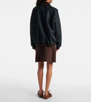 Miu Miu Plaid virgin wool twill blouson jacket | Thumbnail 5 Miu Miu Plaid virgin wool twill blouson jacket | Thumbnail 5