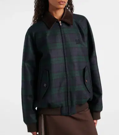 Miu Miu Plaid virgin wool twill blouson jacket | Thumbnail 6 Miu Miu Plaid virgin wool twill blouson jacket | Thumbnail 6