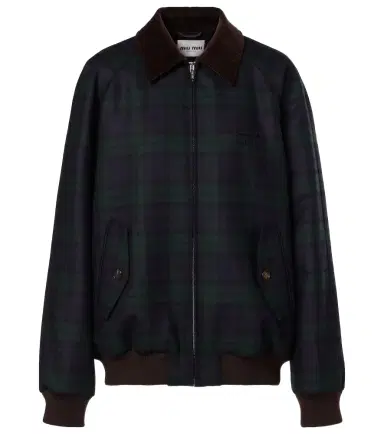 Miu Miu Plaid virgin wool twill blouson jacket | Thumbnail 1 Miu Miu Plaid virgin wool twill blouson jacket | Thumbnail 1