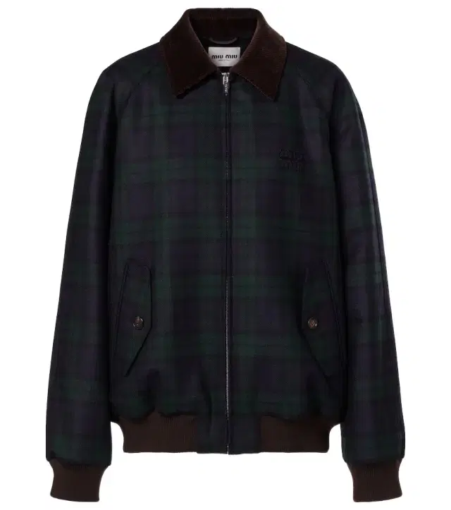 Miu Miu Plaid virgin wool twill blouson jacket
