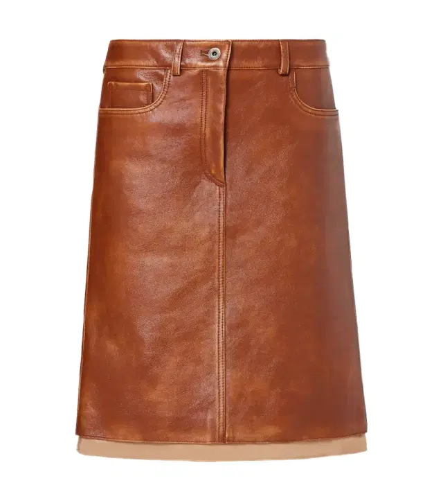 Miu Miu Leather midi skirt