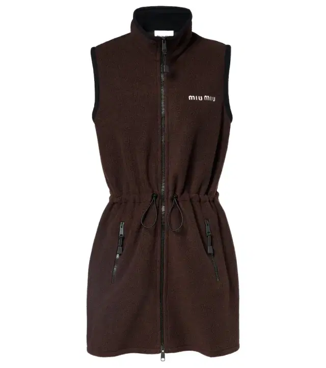 Miu Miu Logo fleece minidress