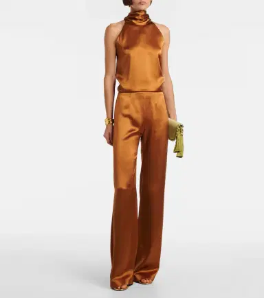 Galvan Sister Moon satin wide-leg pants | Thumbnail 6