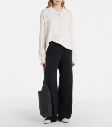 Lisa Yang Magnolie cable-knit cashmere polo sweater | Thumbnail 3
