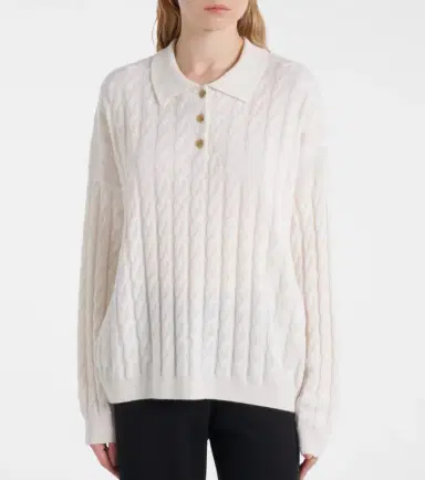 Lisa Yang Magnolie cable-knit cashmere polo sweater | Thumbnail 6