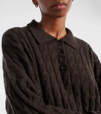 Lisa Yang Cable-knit cashmere polo sweater | Thumbnail 2