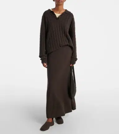 Lisa Yang Cable-knit cashmere polo sweater | Thumbnail 6