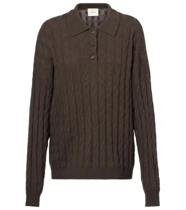 Lisa Yang Cable-knit cashmere polo sweater | Thumbnail 1