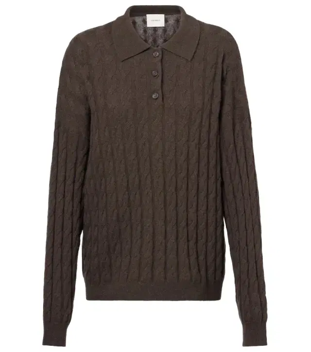 Lisa Yang Cable-knit cashmere polo sweater