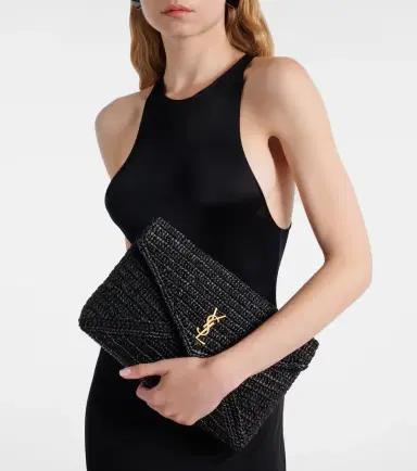 Saint Laurent Cassandre Large raffia pouch | Thumbnail 5 Saint Laurent Cassandre Large raffia pouch | Thumbnail 5