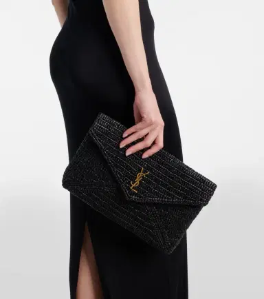 Saint Laurent Cassandre Large raffia pouch | Thumbnail 7 Saint Laurent Cassandre Large raffia pouch | Thumbnail 7