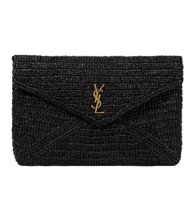 Saint Laurent Cassandre Large raffia pouch