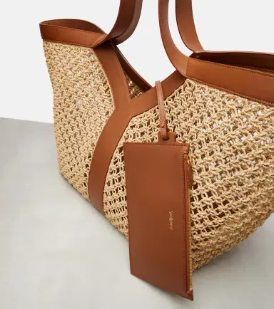 Saint Laurent Y leather-trimmed raffia tote bag | Thumbnail 4 Saint Laurent Y leather-trimmed raffia tote bag | Thumbnail 4