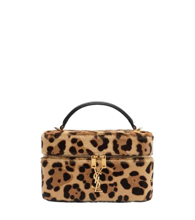 Saint Laurent Gaby leopard-print calf hair vanity bag