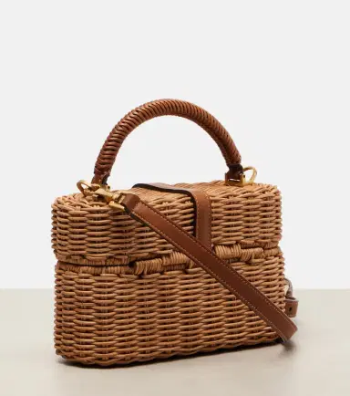 Saint Laurent Gaby leather-trimmed wicker vanity bag | Thumbnail 3 Saint Laurent Gaby leather-trimmed wicker vanity bag | Thumbnail 3