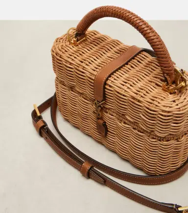 Saint Laurent Gaby leather-trimmed wicker vanity bag | Thumbnail 4 Saint Laurent Gaby leather-trimmed wicker vanity bag | Thumbnail 4