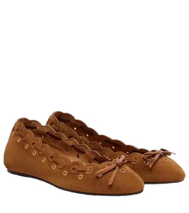 Isabel Marant Balfy bow-detail suede ballet flats
