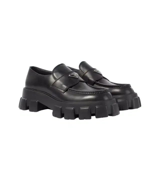 Logo leather platform loafers