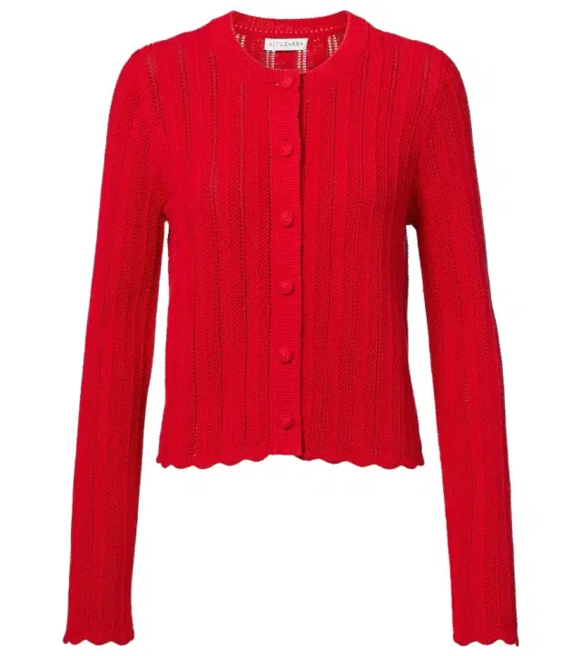 Altuzarra Mariette scalloped pointelle cotton cardigan