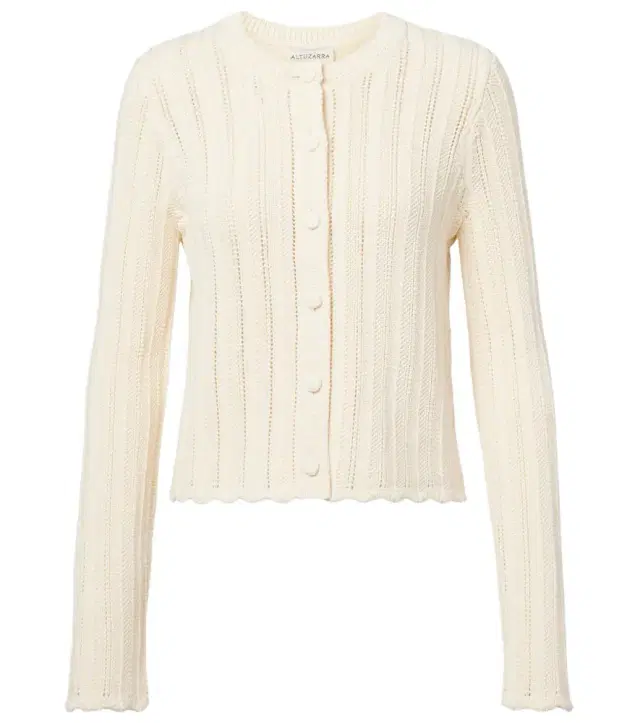 Altuzarra Mariette scalloped pointelle cotton cardigan