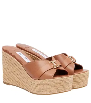 Jimmy Choo Leda 100 leather platform wedge sandals | Thumbnail 1
