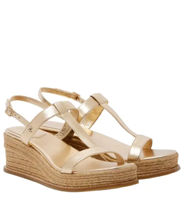 Jimmy Choo Theia 60 metallic leather espadrille wedges