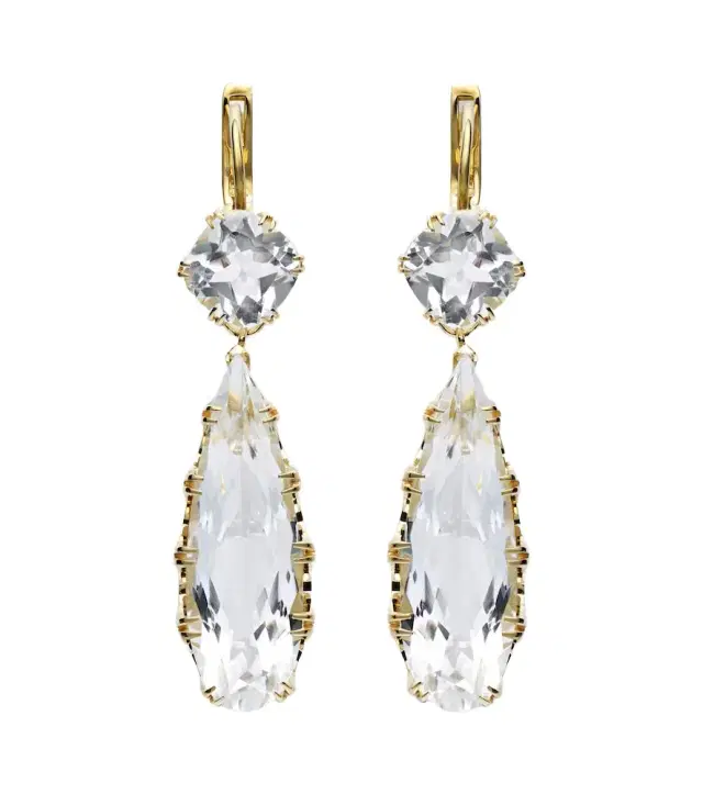Ileana Makri 18kt gold earrings with white topaz