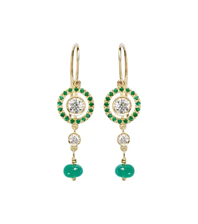 Ileana Makri Orbit 18kt gold drop earrings with gemstones