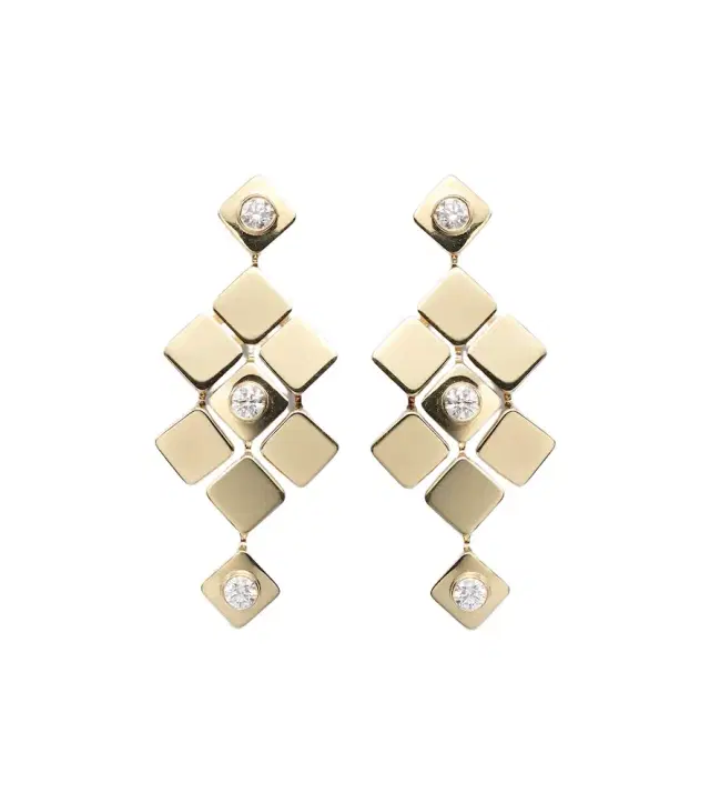 Ileana Makri Tile Temple 18kt gold drop earrings with diamonds