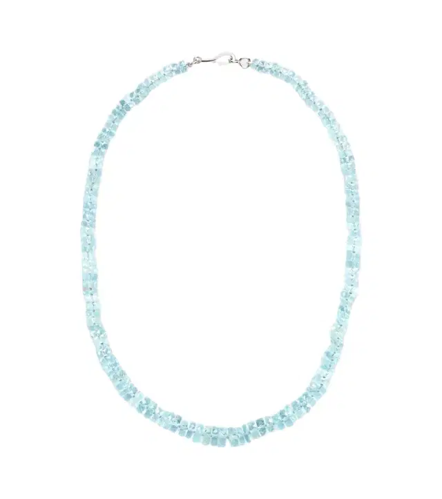 18k white gold necklace with aquamarines
