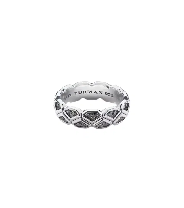 David Yurman Hex sterling silver ring with diamonds