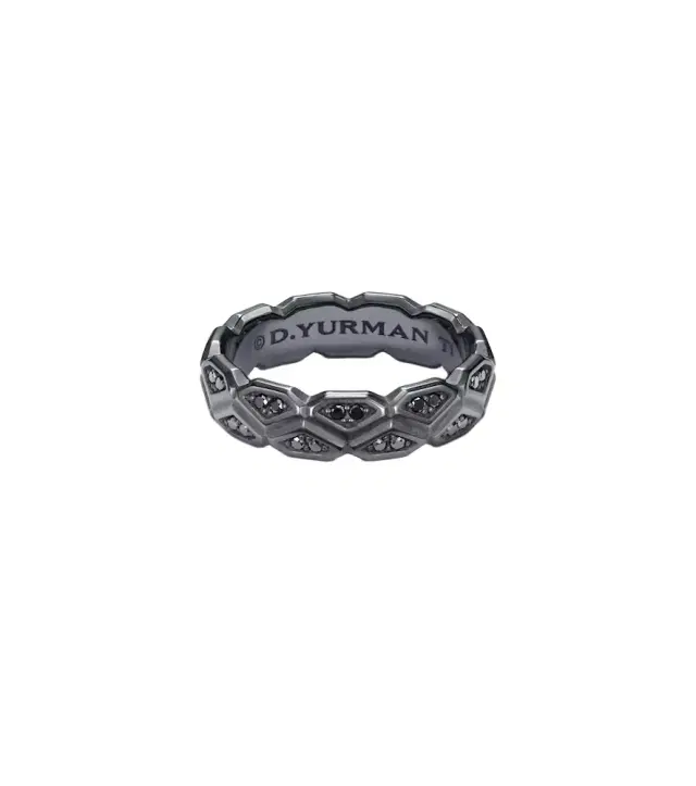 David Yurman Hex titanium ring with diamonds