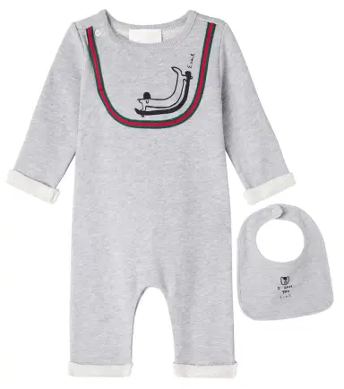 Gucci Kids x Euan Roberts Baby cotton jersey onesie and bib set | Thumbnail 1 Gucci Kids x Euan Roberts Baby cotton jersey onesie and bib set | Thumbnail 1